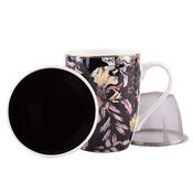 Altom Porcelánový hrnek s víčkem Black Lily, 300 ml