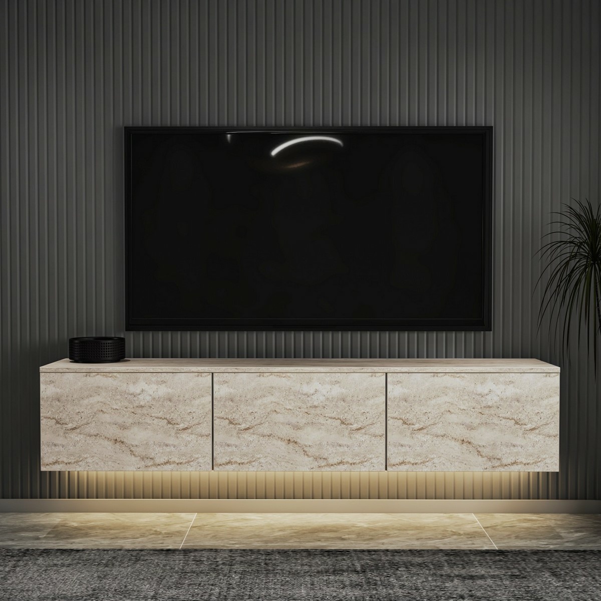 Televízny stolík Neon Illuminated Travertine