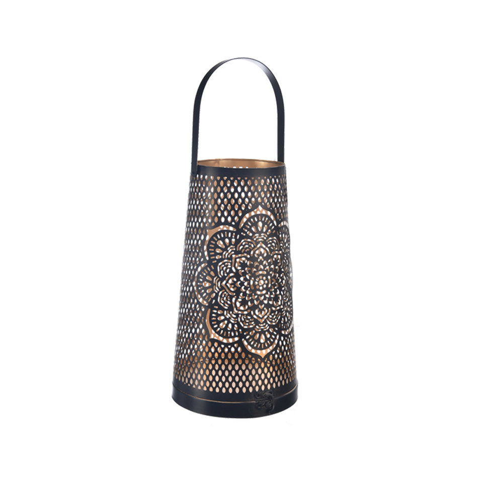 InDecor Fém gyertyatartó Mandala fekete, 17 x 17 x 30 cm