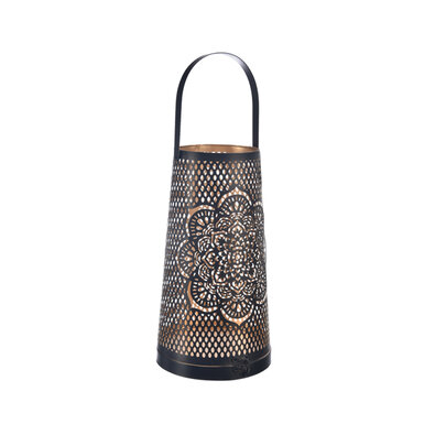 InDecor Kovový svícen Mandala črna, 17 x 17 x 30cm