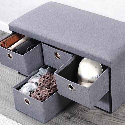 Kesper 15950 Komoda tapicerowana 6 przegródek, jasnoszary, 76 x 38 x 38 cm