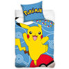 Carbotex Lenjerie de pat pentru copii Pokémon Pikachu și Pokéball, 140 x 200 cm, 70 x 90 cm