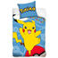 Carbotex Lenjerie de pat pentru copii Pokémon Pikachu și Pokéball, 140 x 200 cm, 70 x 90 cm