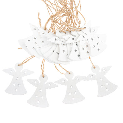 Sada dřevěných závěsných ozdob Anděl, 18 ks