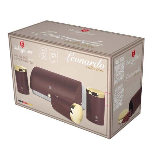BerlingerHaus Хлібниця та набір контейнерів для продуктів Leonardo, 1+3 шт.