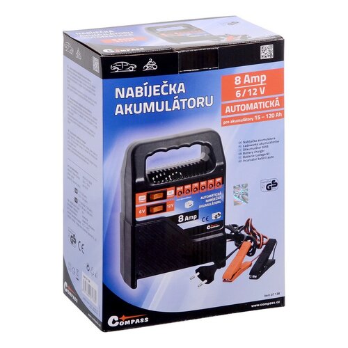 Încărcător de baterii portabil Compass 8 Amp, 6/12V