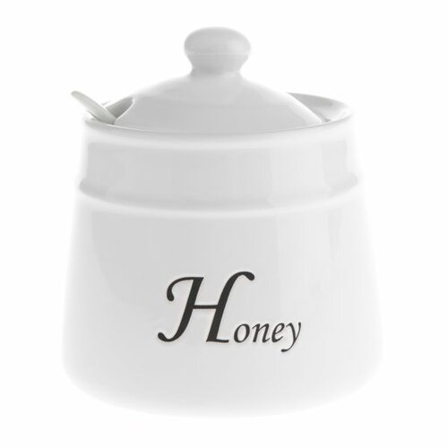 Levně Keramická dóza na med Honey se lžičkou, 530 ml