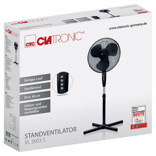 Clatronic VL 3603 S BK wentylator stojący 40 cm, czarny