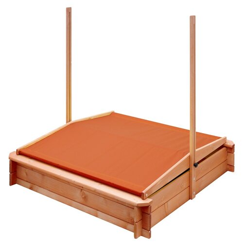 New Baby Holzsandkasten mit Vordach orange, 120 x 120 cm