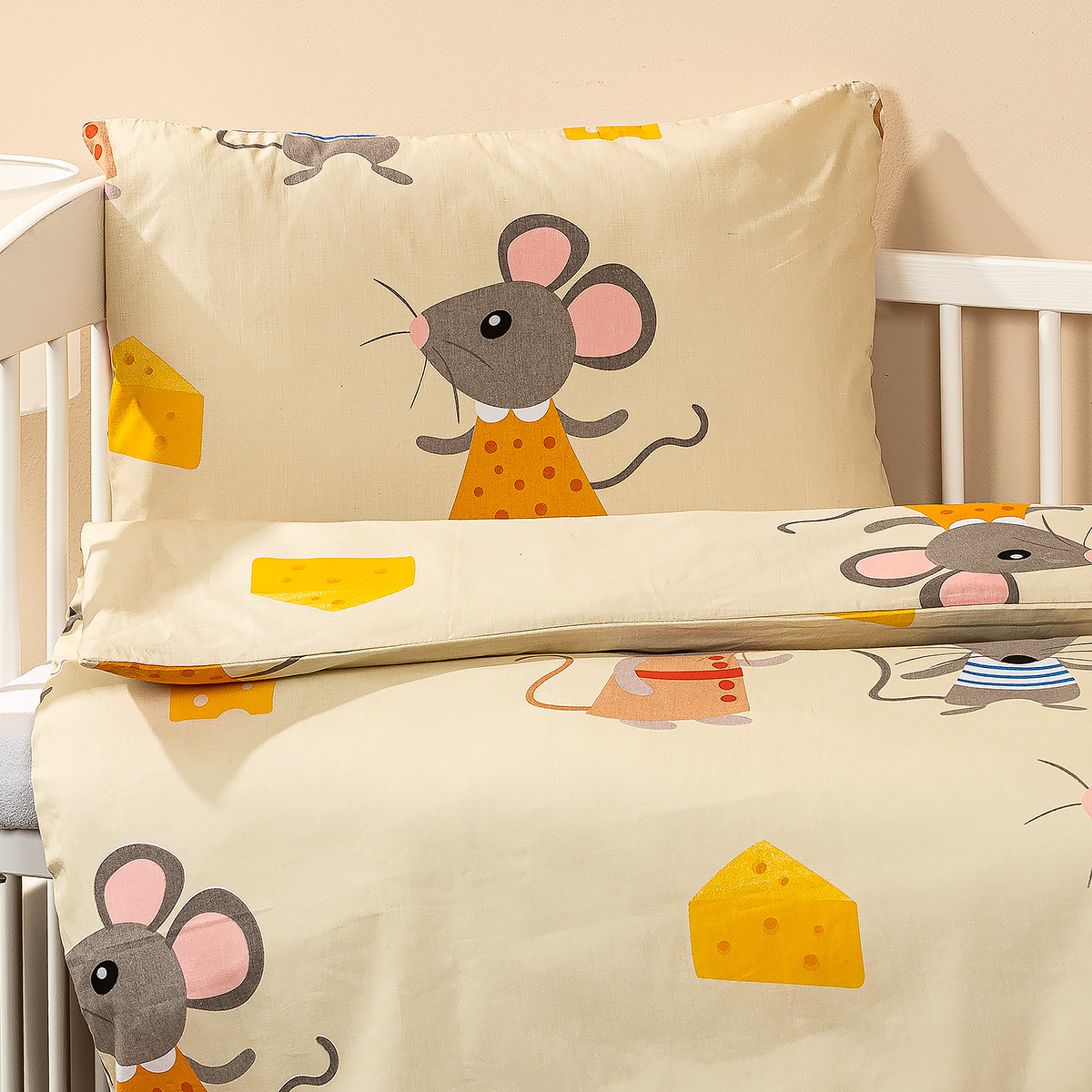 4Home gyermek pamut ágyneműhuzat kiságyba Little mouse, 100 x 135 cm, 40 x 60 cm termék 2. képe