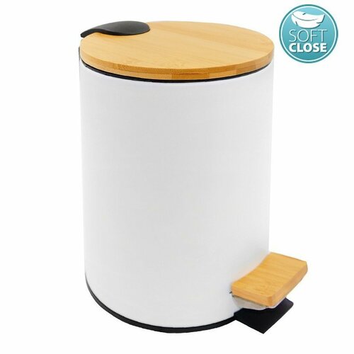 AQUALINE BI006 Bambus odpadkový koš kulatý 3 l, ,bela