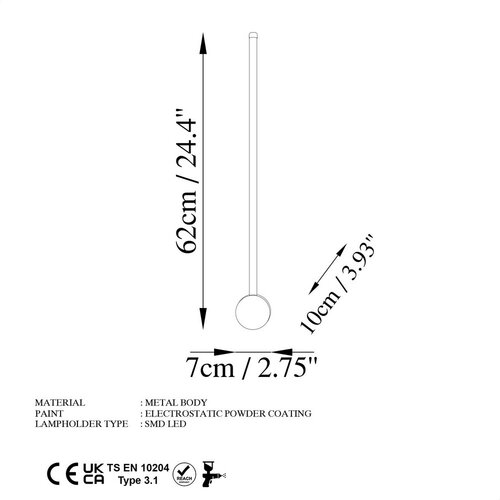 Настінний світильник Sword - 13480, чорний