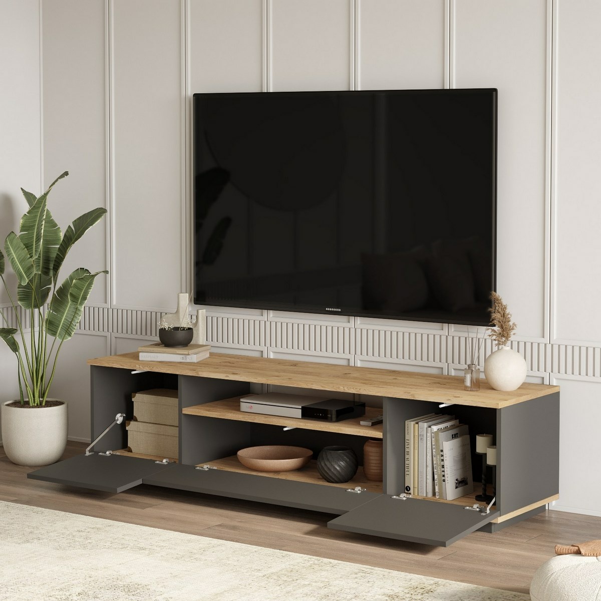 Televízny stolík Fran Atlantic Pine and Anthracite
