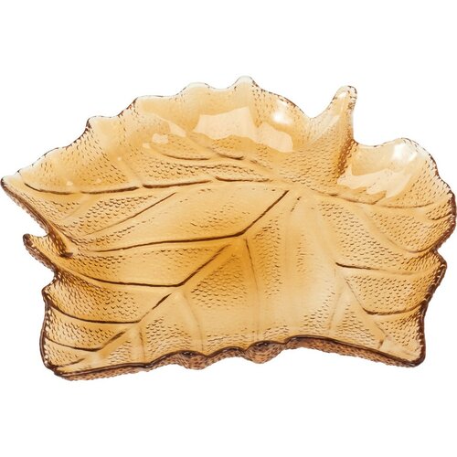 Stekleni pladenj Leaf 26,3 × 25,5 × 4 cm, rjav