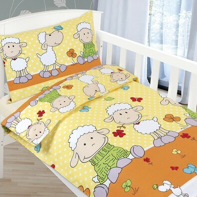 Dziecięca pościel bawełniana do łóżeczka Agata – Owieczki, 90 x 135 cm, 45 x 60 cm