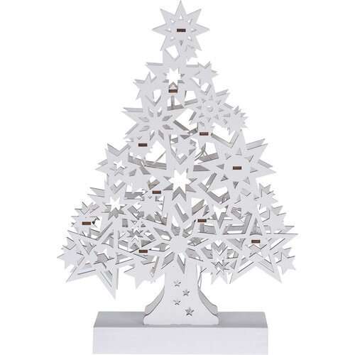 Vánoční dřevěný stromek Lamezia bílá, 10 LED