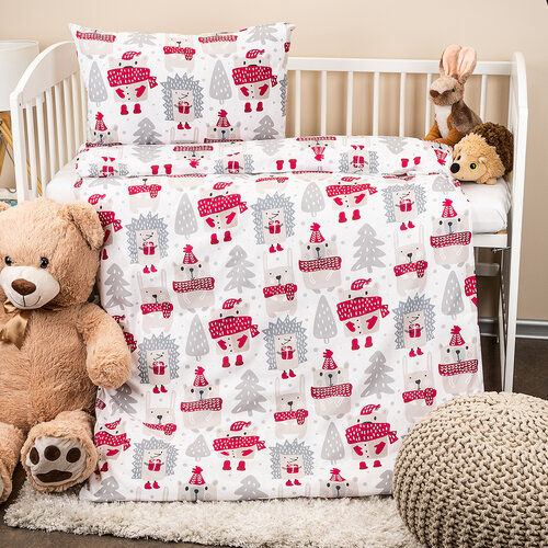 4Home Kinder-Baumwollbettwäsche Winter animals, 100 x 135 cm, 40 x 60 cm