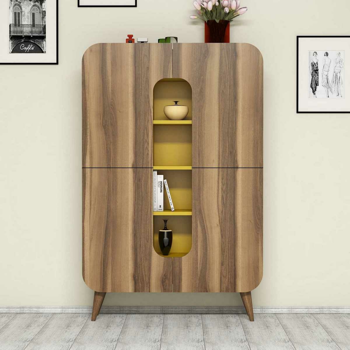 Skrinka Mine Walnut and Yellow