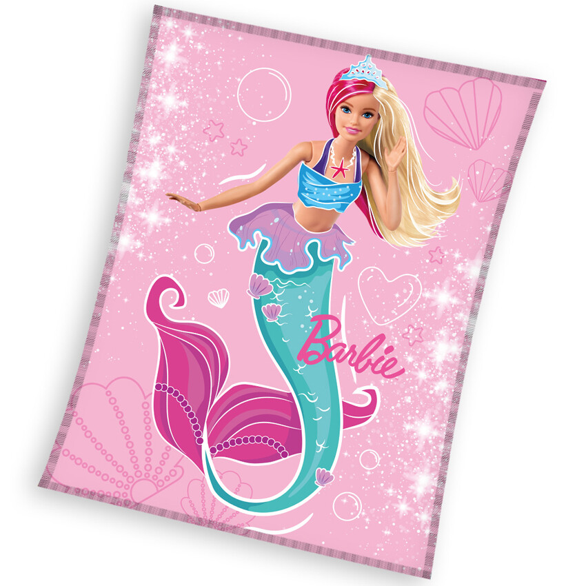 Carbotex Kocyk dziecięcy Barbie Syrenka, 130 x 170cm