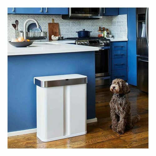 Simplehuman Obdĺžnikový bezdotykový kôš s hlasovým a pohybovým ovládaním 34 + 24 l, biela