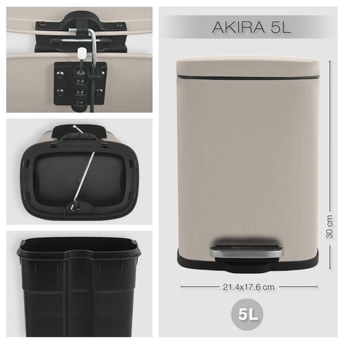 Spirella Koš za pedala Akira 5 L, mat sivo-rjav
