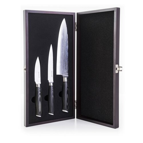 Set de cuțite G21 Gourmet Damascus în bloc de bambus 4 bucăți + piatră de ascuțit