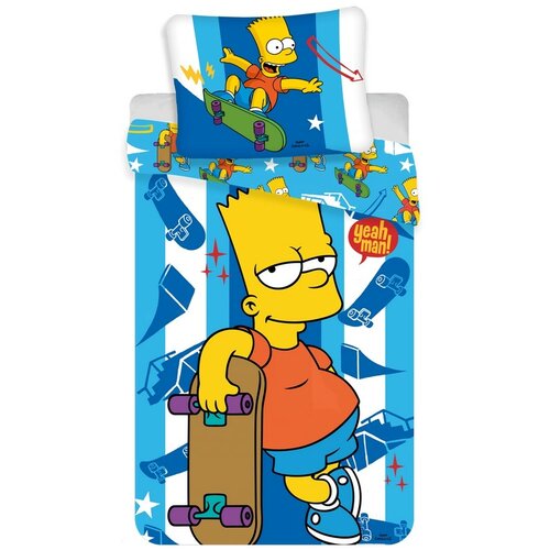 Obrázok Jerry Fabrics Detské bavlnené obliečky The Simpsons Bart skater, 140 x 200 cm, 70 x 90 cm