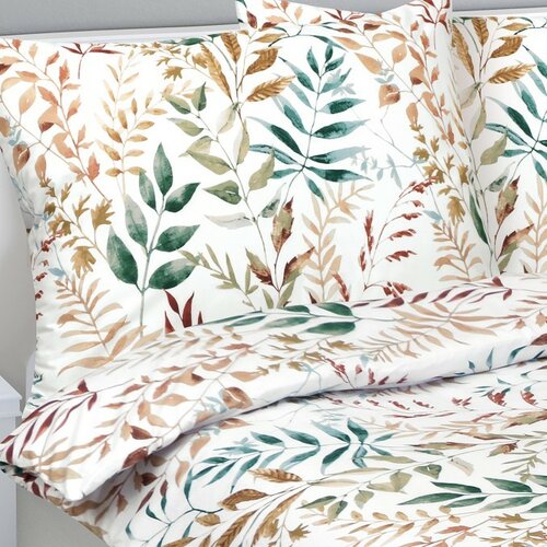 Bellatex Бавовняна постільна білизна Гілочка бежева, 140 x 220 см, 70 x 90 см
