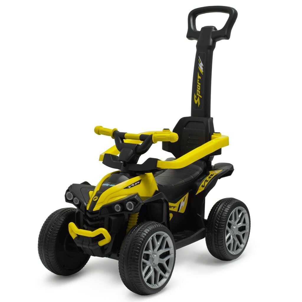 Detské odrážadlo Baby Mix Mega Prime EVA svodiacou tyčou, žlté
