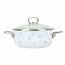 Belis Emajlirana ponev s pokrovom Premium, bela,20 cm, 2,3 l