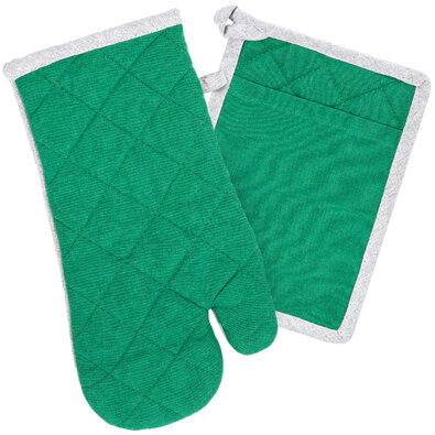 Potholder and trivet Heda green / grey, set of 2