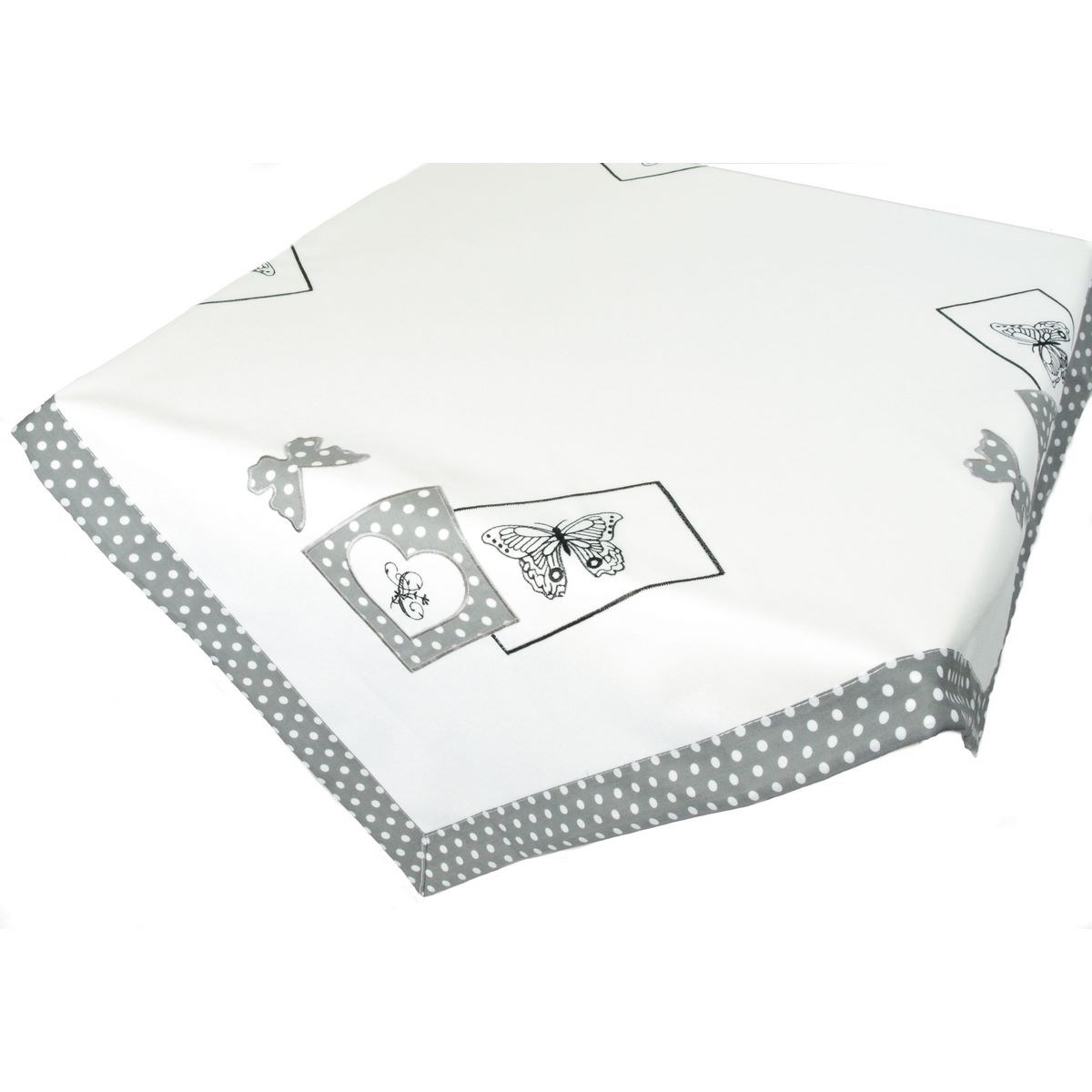 Forbyt Obrus Motýľ na bodke sivá, 40 x 90 cm