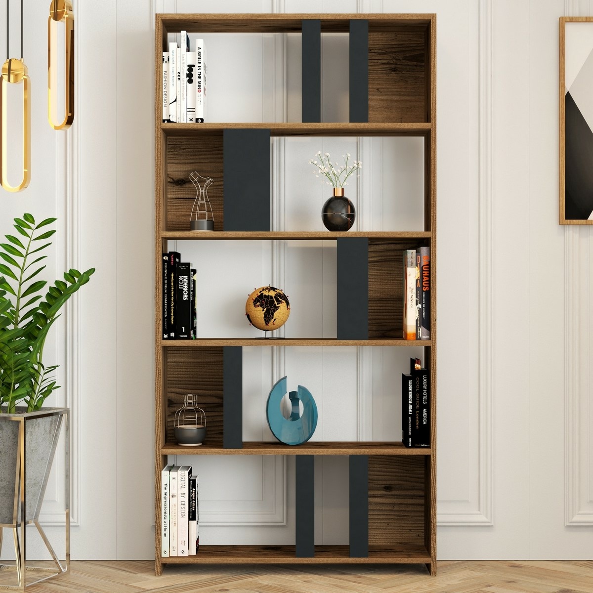Knižnica Lima Anthracite and Walnut