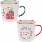 Set de 2 căni din ceramică Stay Warm/Joy 350 ml
