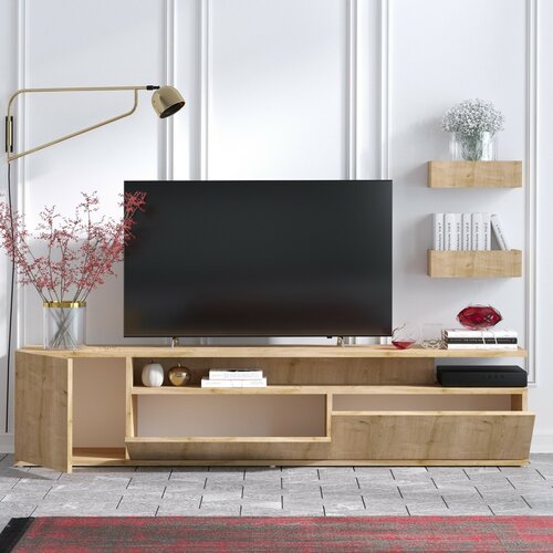 Stolik pod telewizor z półkami Alika Oak