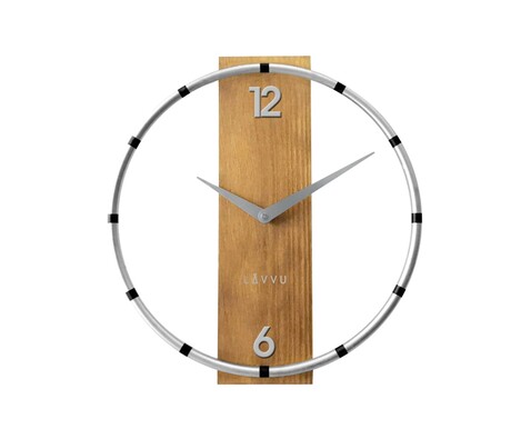 Nástenné hodiny Lavvu Compass Wood LCT1091  strieborná, pr. 31 cm