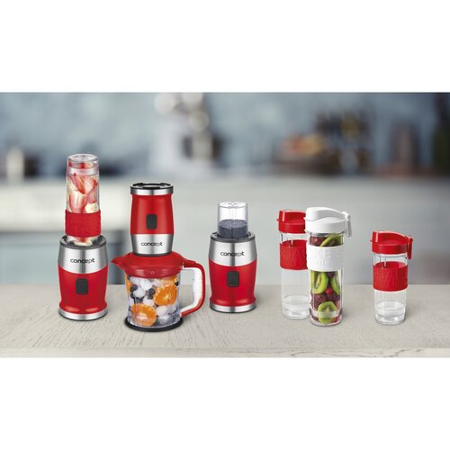 Concept SM3392 Fresh&Nutri multifunkčný mixér, 700 W + fľaše 2x 570 ml + 400 ml, červená