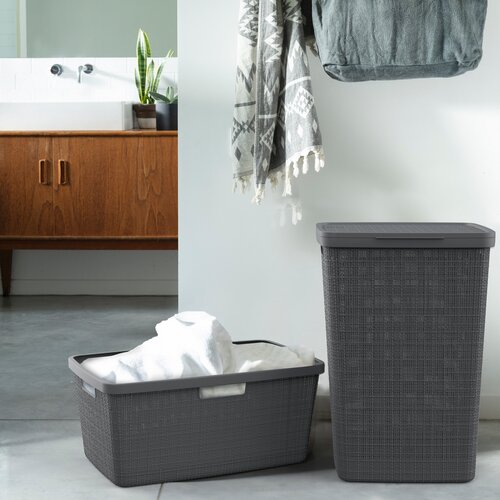 Curver Koš na špinavé prádlo Jute 58 l, tm. šedá
