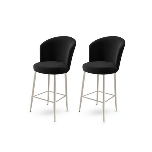 Barstuhl-Set Fora Black and Chrome, 2 Stück