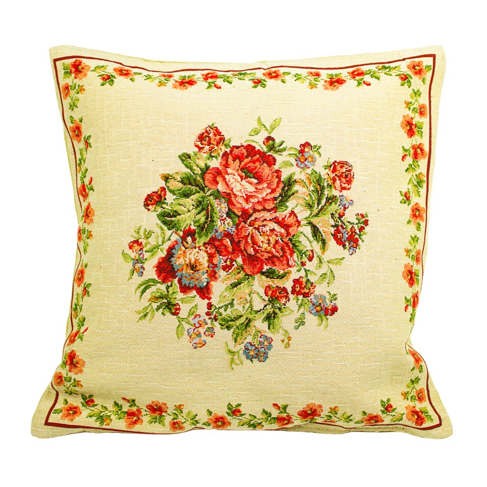 BO-MA Trading Obliečka na vankúšik Gobelín Kytica, 45 x 45 cm