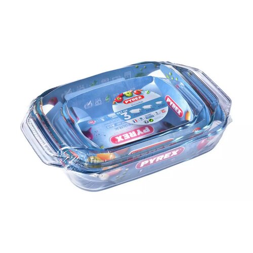Pyrex üveg sütőedény készlet 3 db, 1,4 l + 3 l + 4l