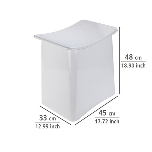 Wenko Badhocker mit Stauraum Wing, weiß, 45 × 33 × 48 cm