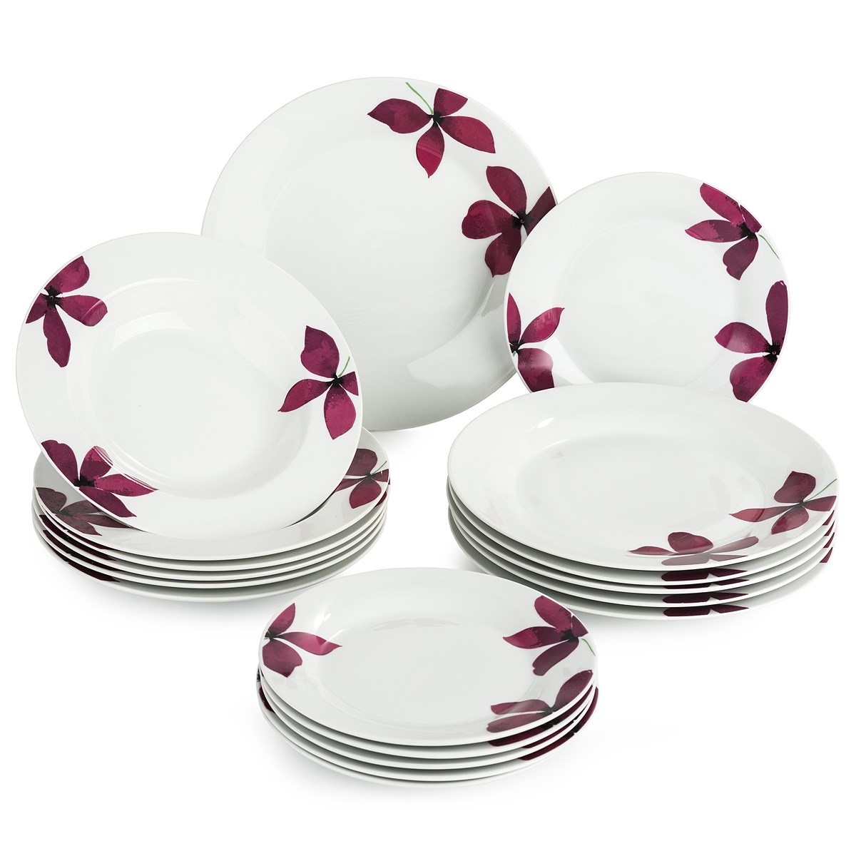 Banquet Purple súprava tanierov, 18 ks