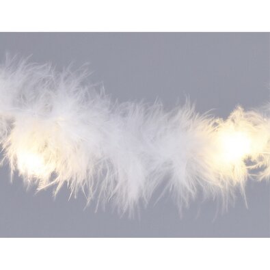 Girlanda z bílého peří s 20 LED, 2 m, teplá bílá