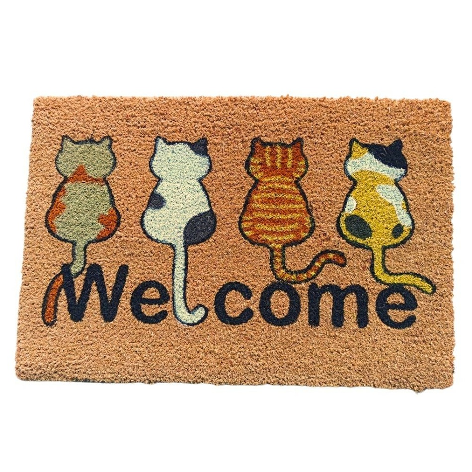 Home Elements Kokosová rohožka Welcome Kočky, 40 x 60 cm