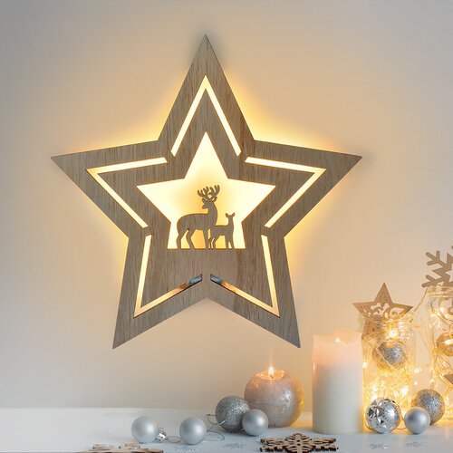 Solight LED nástěnná dekorace Vánoční hvězda, 24x LED, 2x AA