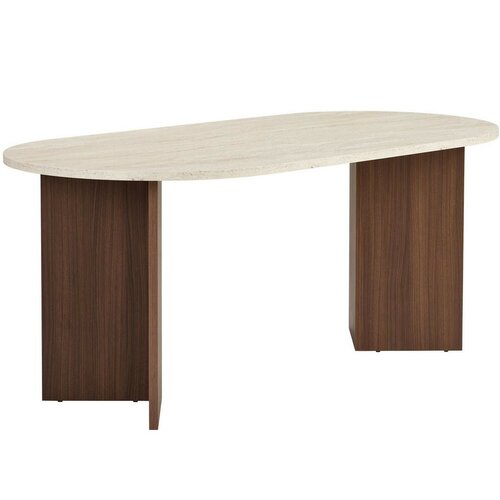 Jídelní stůl Sablin - Travertine, Milano Walnut
