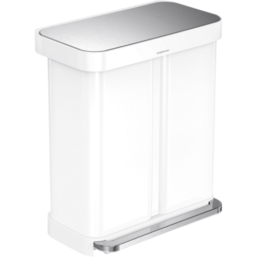 Simplehuman Pedálový odpadkový kôš na triedený odpad 58 l, biela