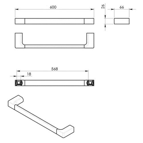 GEDY PI216088 Pirenei törölközőtartó 60 x 6,6 cm,arany matt