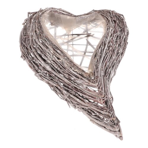 Pietny obal na kvety Srdce, 23 x 36 x 7 cm, prútie